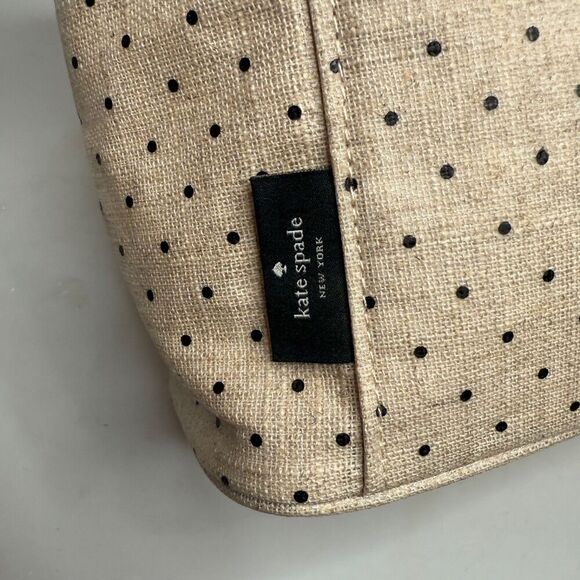 Kate Spade Out To Lunch Lunch Tote Tan Black Polka Dot Gold Zip Top Handle - Picture 4 of 16